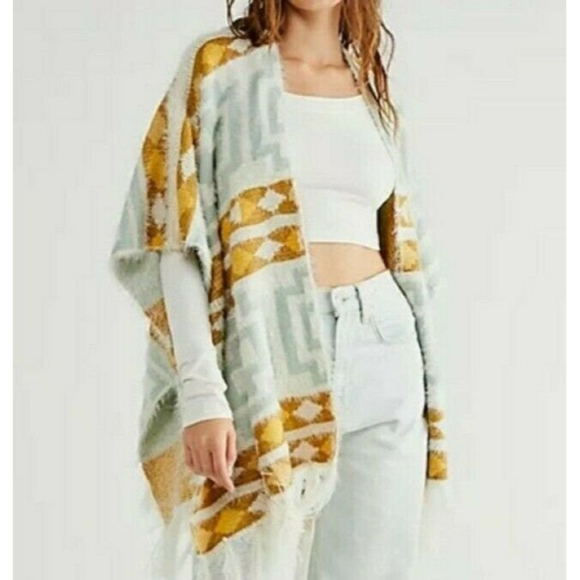 Free People Sweaters - 𝅺FREE PEOPLE Diamondback Knit Sweater Kimono Wrap